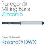 Roland® DWX Paragon Burs for milling Zirconia, Sintec, Glass Ceramics, Nano-Composite