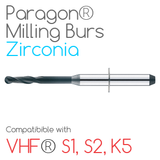 VHF® Paragon Burs for milling Zirconia, Sintec, Glass ceramics, Nano-composite