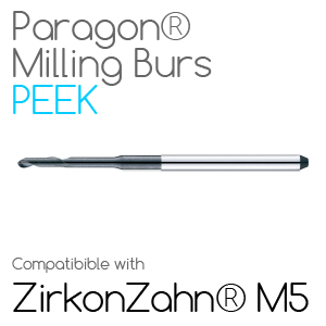ZirkonZahn® M5 Paragon Burs for milling PMMA, PEEK, Wax, Nano-composite